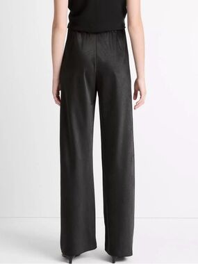 Vince Colette Wide Leg Fluid Satin Pull On Black Pants XS NWT